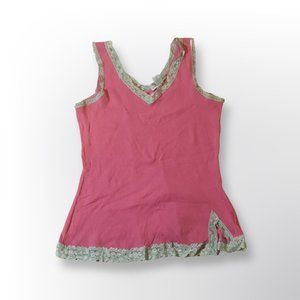 One Step Up Plus pink tank top with lace size 1X